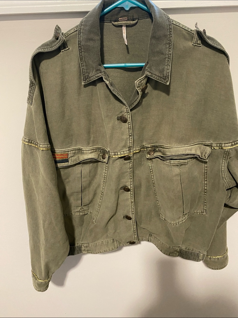 Free People Washed Olive Utility Jacket - Oversized